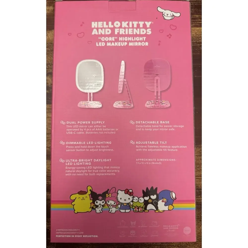 Hello Kitty LED Vanity Mirror Lighted Makeup Mirror Sanrio Pink NIB